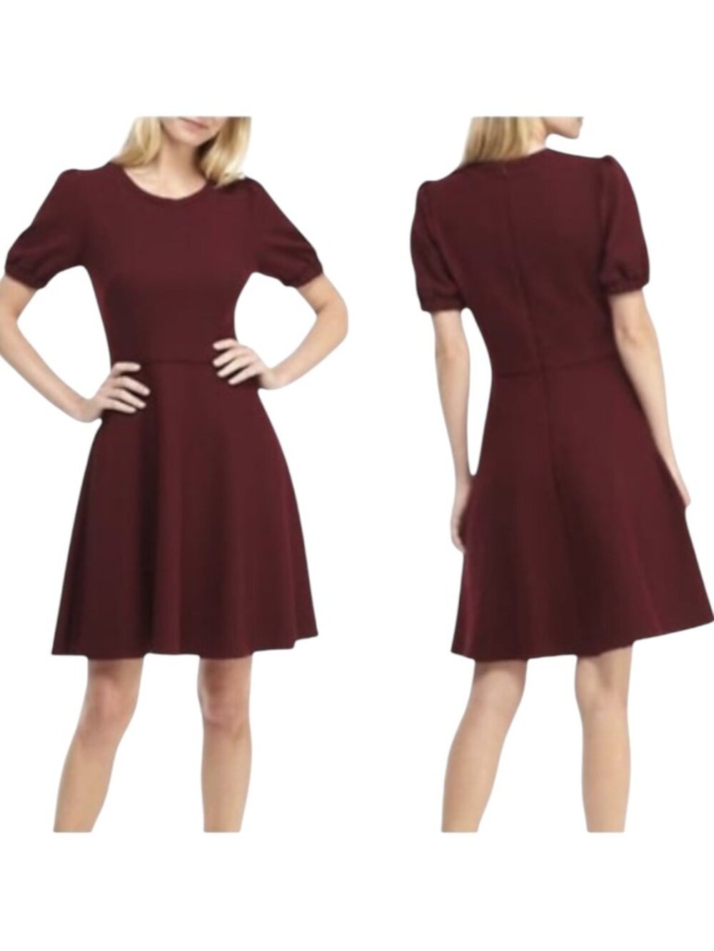 Gal Meets Glam‎ Dress Women 4 Burgundy Kristen Ribbed Knit Fit and Flare Mini